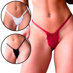 Calcinha Fio Dental Estilo Cortininha em Renda Iracema