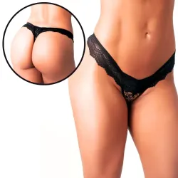 Calcinha Sexy Luna Animal Print com Detalhes em Renda