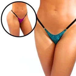 Calcinha Fio Dental em Lurex Brilhoso com Regulagem Luminosa