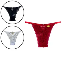 Calcinha Fio Dental em Renda com Biju Quero Essa Calcinha Fio Dental em Renda com Biju Quero Essa