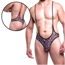 Body Masculino em Tule com Estampa de Zebra Body Masculino em Tule com Estampa de Zebra
