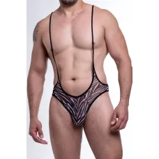 Body Masculino em Tule com Estampa de Zebra