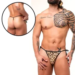 Cueca Masculina Fio Dental Cortininha Estampa Onça