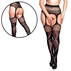 Cinta-liga Arrastão com Detalhes em Strass Yaffa Cinta-liga Arrastão com Detalhes em Strass Yaffa