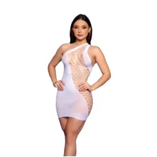 Mini Vestido Arrastão Um Ombro Só com Strass Yaffa
