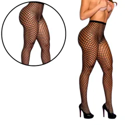 Meia Calça Arrastão com Transparência Feminina Cintura Alta Yaffa Meia Calça Arrastão com Transparência Feminina Cintura Alta Yaffa