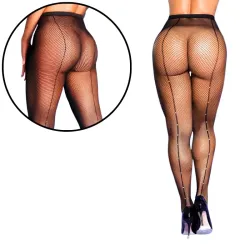 Meia-Calça Arrastão com Strass e Cintura Elástica Yaffa Meia-Calça Arrastão com Strass e Cintura Elástica Yaffa
