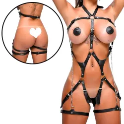 Harness em Couro PU Sintético com Fivelas Ajustáveis Arreio Yaffa