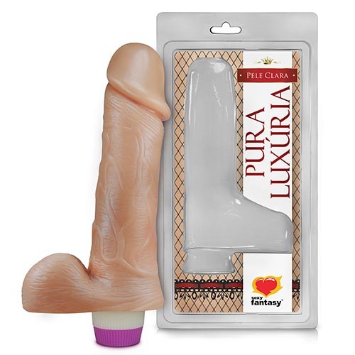 Pênis Realístico com Escroto e Vibro - 18x4,4cm