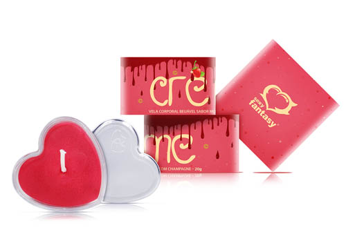 Vela Coração Beijável Morango com Champagne Vela Coração Beijável Morango com Champagne