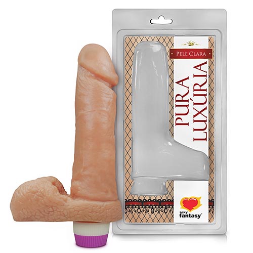 Pênis Realístico com Ventosa e Vibro - 17x4,5cm